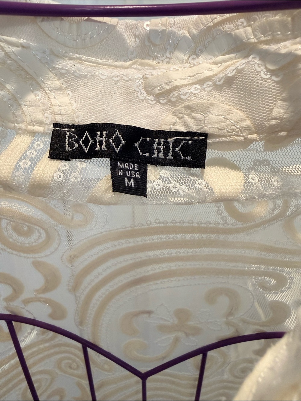 Sheer White Embroidered Button-Up Blouse - Elegant Women's Top - Picture 7 of 8
